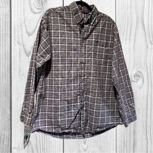 Cinch Men's Purple and Gray Plaid Button-Down Shirt size large western